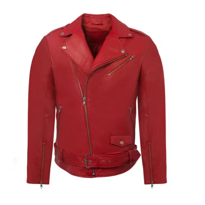 Zasta Studio Men's Brandy Alexander-men Red Leather Biker Jacket