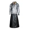 Zasta Studio Men's Silver / Black The Cosmic Gladiator Italian Leather Bomber Jacket With Long Skirt In Multi