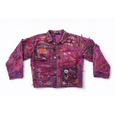 Zasta Studio Men's Wearable Ruins Pink Shredded Denim Jacket In Multi