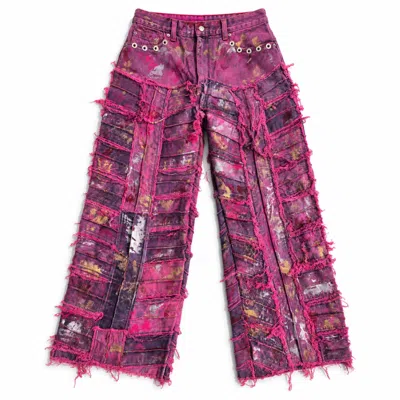 Zasta Studio Wearable Ruins Pink Wide Leg Denim Pants Seven