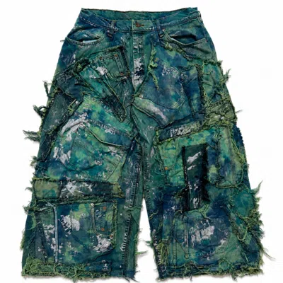 Zasta Studio Wearable Ruins Shredded Wide Leg Colored Denim Pants