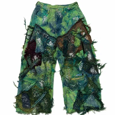 Zasta Studio Wearable Ruins Shredded Wide Leg Colored Denim Pants A