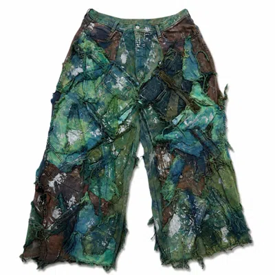 Zasta Studio Wearable Ruins Shredded Wide Leg Colored Denim Pants B