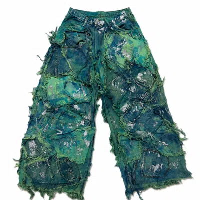Zasta Studio Wearable Ruins Shredded Wide Leg Colored Denim Pants C