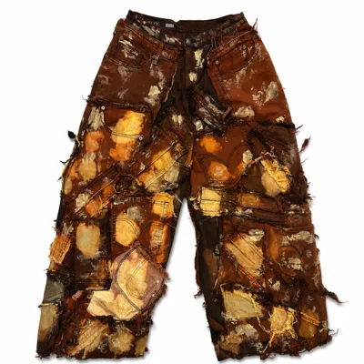 Zasta Studio Wearable Ruins Shredded Wide Leg Colored Denim Pants E