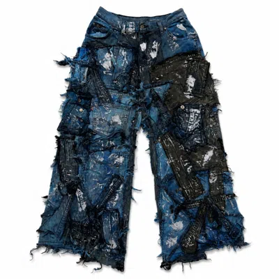 Zasta Studio Wearable Ruins Shredded Wide Leg Colored Denim Pants F