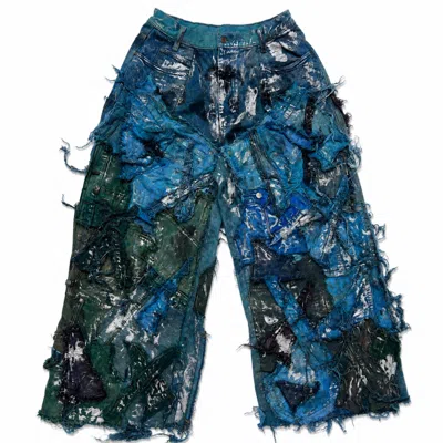 Zasta Studio Wearable Ruins Shredded Wide Leg Colored Denim Pants H