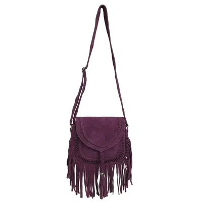 Zasta Studio Women's Banjara Suede Leather Crossbody Bag Fuschia In Black
