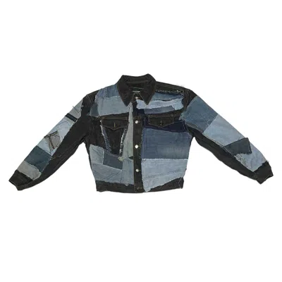 Zasta Studio Women's Black / Blue Frayed Fusion Denim  B In Black/blue