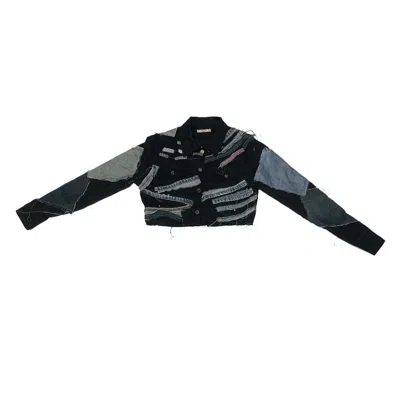 Zasta Studio Women's Black / Blue Frayed Fusion Denim  R In Black/blue
