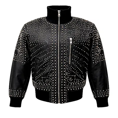 Zasta Studio Women's Black Studd Muffin Men Leather Jacket