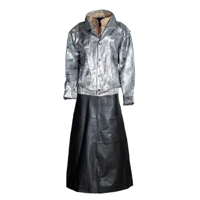Zasta Studio Women's Black The Cosmic Gladiator Leather Unisex Skirt