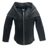 Zasta Studio Women's Black The Priestess Leather Jacket With Hoodie In Black