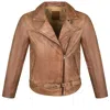 Zasta Studio Men's Blended Malt- Brown Biker Leather Jacket In Brown