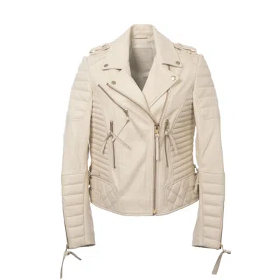 Zasta Studio Women's Blue Motorcycle - White Biker Jacket