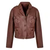 Zasta Studio Women's Brown Irish Mule Multipocketed Leather Jacket In Brown