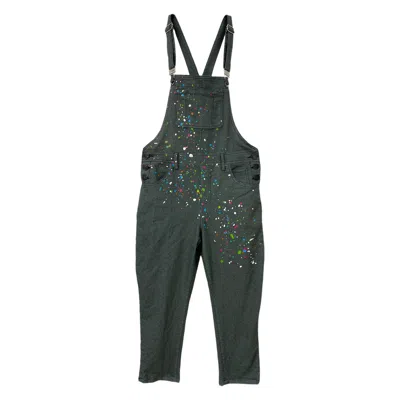 Zasta Studio Women's Color Palette Raw Denim Dark Green Multispots Dungaree J Five