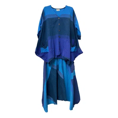 Zasta Studio Women's Freesize Harem Dress Shades Of Blue