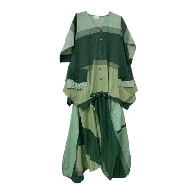 Zasta Studio Women's Freesize Harem Dress Shades Of Green