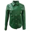 Zasta Studio Women's Foreigner Green Buttoned Leather Jacket In Green