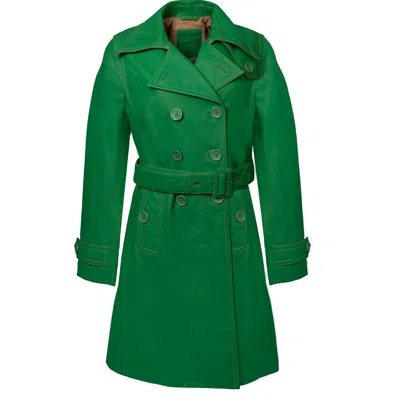Zasta Studio Women's Green Ghost Leather Trench Coat