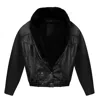 Zasta Studio Women's Highball - Black Faux Fur Lining Bomber Leather Jacket In Black