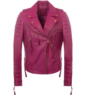 Zasta Studio Women's Pink / Purple Blue Motorcycle - Pink & Purple Biker Jacket In Pink/purple