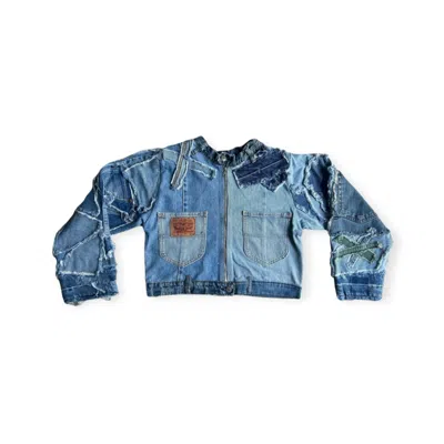 Zasta Studio Women's Shred Couture Denim Crop Jacket In Blue