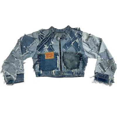 Zasta Studio Women's Shredded Couture Crop Denim Jacket