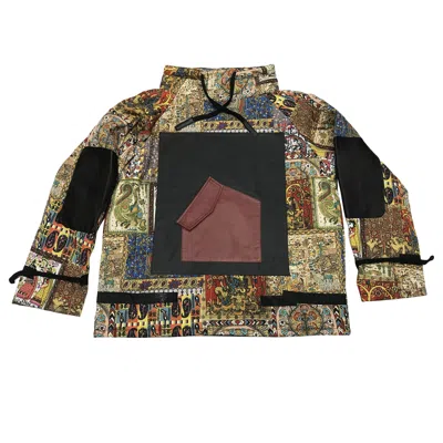 Zasta Studio Women's Square Hoody Empire Cotton & Leather Hybrid Sweatshirt In Multi