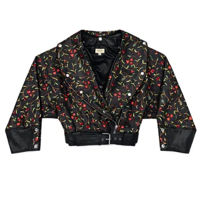 Zasta Studio Women's Toxic Garden Embroidered Crop Leather Jacket In Black