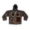 Zasta Studio Men's Brown Studded Upcycled Denim Jacket With Hoodie