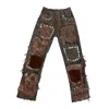 Zasta Studio Men's Brown Studded Upcycled Denim Pants