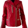 Zasta Studio Outlaw Biker Men Motto Red Leather Jacket