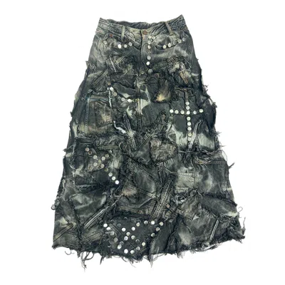 Zasta Studio Women's Black Carbon Clash Studded Upcycled Denim Skirt