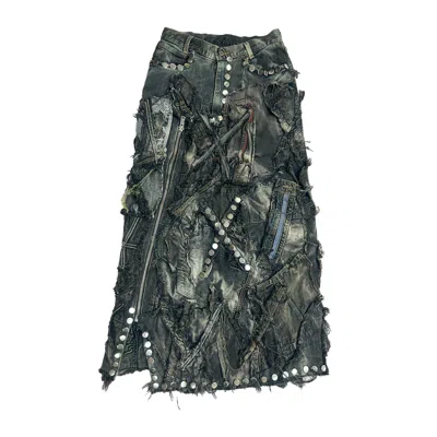 Zasta Studio Women's Black Carbon Clash Studded Upcycled Denim Skirt A