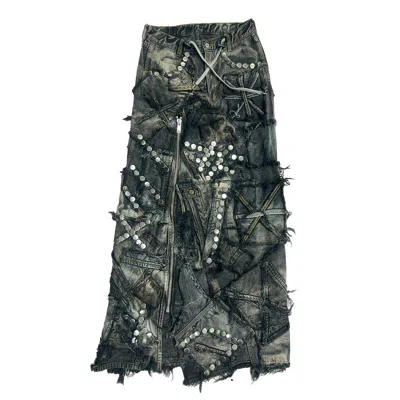 Zasta Studio Women's Black Carbon Clash Studded Upcycled Denim Skirt B