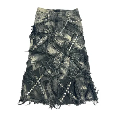 Zasta Studio Women's Black Carbon Clash Studded Upcycled Denim Skirt E