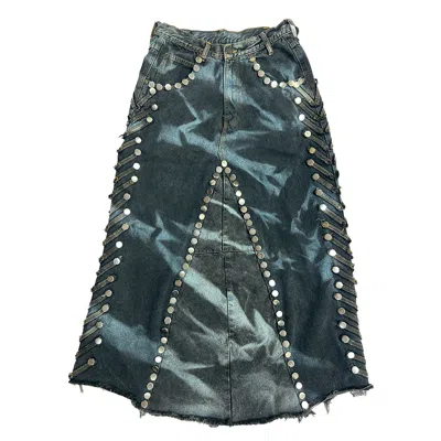 Zasta Studio Women's Black Carbon Clash Studded Upcycled Denim Skirt G