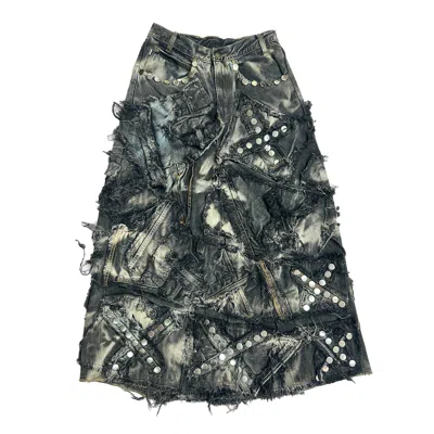 Zasta Studio Women's Black Carbon Clash Studded Upcycled Denim Skirt H