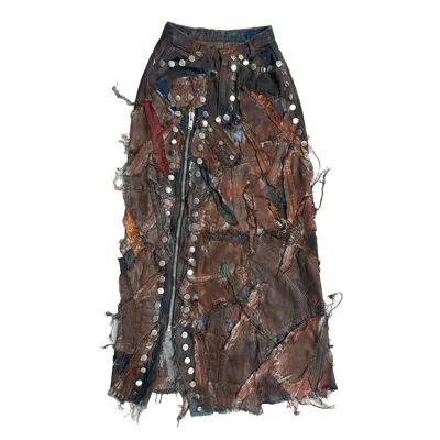 Zasta Studio Women's Brown Studded Upcycled Denim Skirt