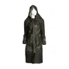 Zasta Studio Women's Green The Dame Crafted Italian Long Coat Jacket With Hoodie