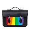 Zatchels Men's Handmade Leather 16 Inch Satchel - Pride Rainbow In Black