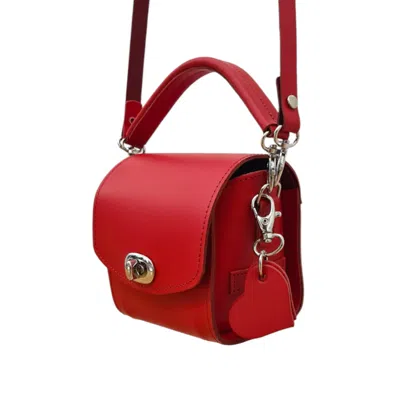 Zatchels Women's Bauble Handmade Leather Handbag - Love Hearts - Pillar Box Red