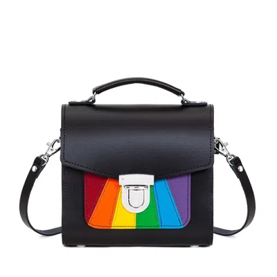 Zatchels Women's Black Handmade Leather Sugarcube Plus Handbag - Pride Rainbow