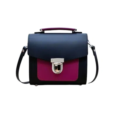 Zatchels Women's Black / Pink / Purple Handmade Leather Two Tone Sugarcube Handbag - Black & Magenta In Black/pink/purple