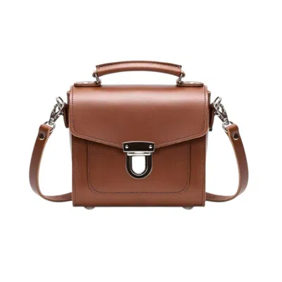 Zatchels Women's Brown Handmade Leather Sugarcube  Plus Handbag - Chestnut