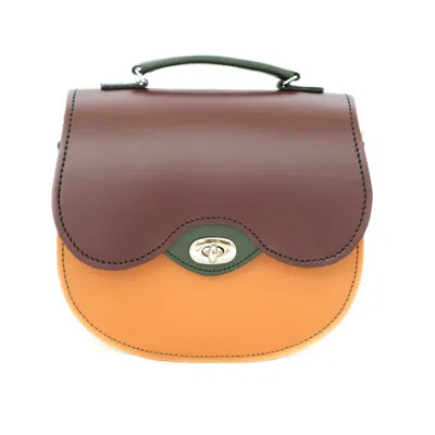 Zatchels Women's Green / Yellow / Orange Handmade Leather Twist Lock Saddle Bag - Autumnal Kaleidoscope In Green/yellow/orange