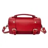 Zatchels Women's Handmade Leather Bowler Bag - Red In Red