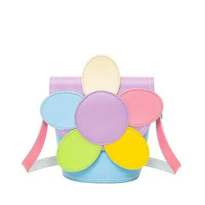 Zatchels Women's Handmade Leather Daisy Barrel Bag - Pastel Kaleidoscope In Black
